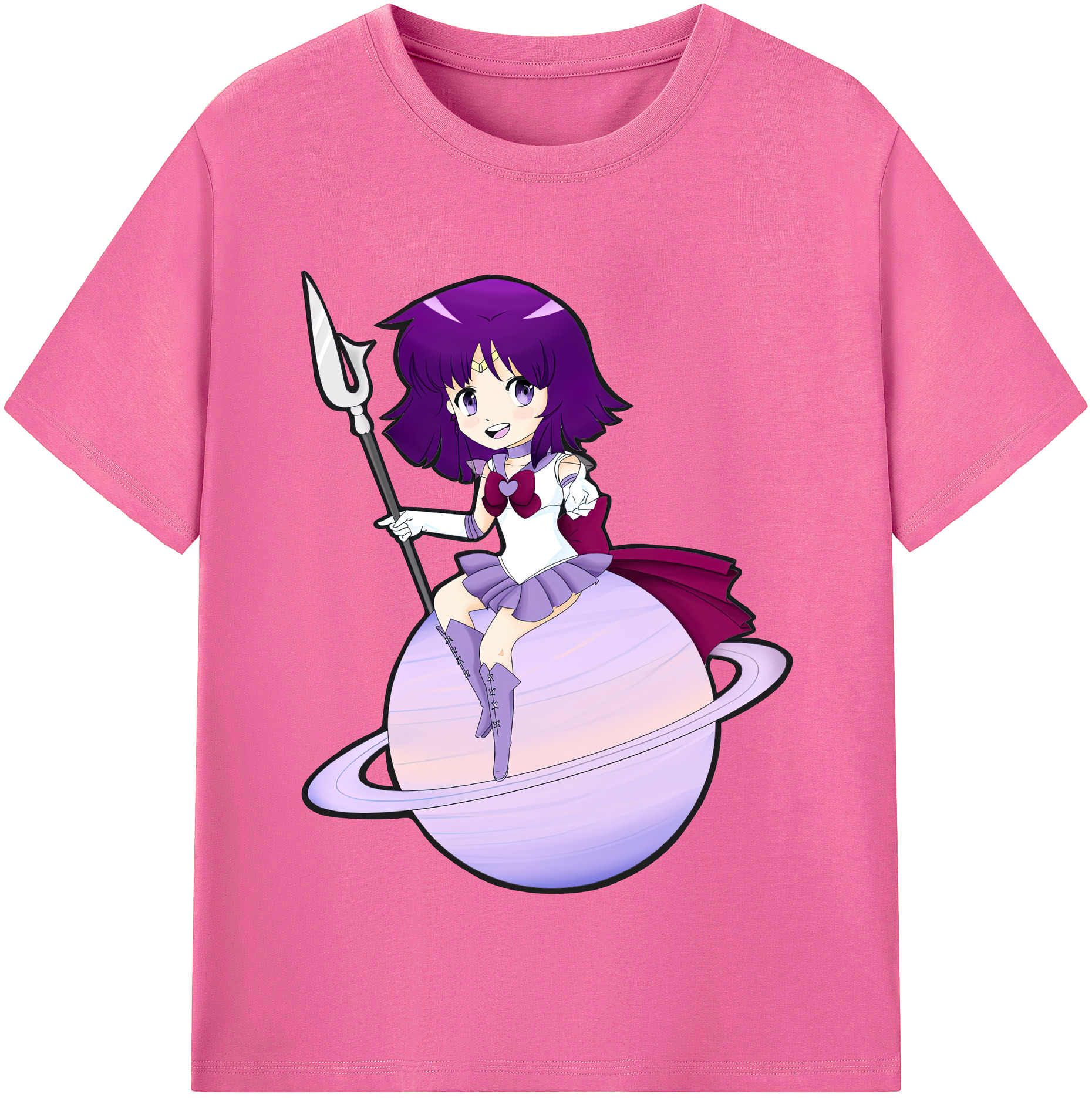 （画像用） 美少女戦士セーラームーン 土萠ほたる Sailor Moon Tomoe Hotaru （セーラーサターン；Sailor Saturn） レディースカジュアルプリントTシャツ（綿100％）